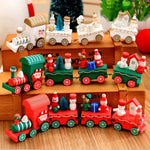Decorazione della tavola da pranzo di Natale, treni in legno Bambini Asilo Decorazione natalizia Ornamenti Regali, Green, Red