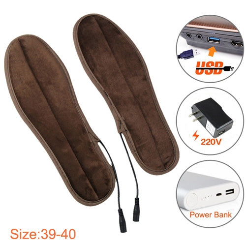 Le solette riscaldate elettriche USB mantengono i piedi caldi con cavo USB e adattatore di alimentazione, dimensioni: 39-40 iarde, Size: 39-40yard