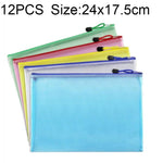 Buste per cancelleria in rete di plastica con cerniera da 12 pezzi, consegna a colori casuale (A5, dimensioni: 24x17,5 cm), A5, Size: 24x17.5cm