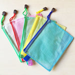 Buste per cancelleria in rete di plastica con cerniera da 12 pezzi, consegna a colori casuale (A5, dimensioni: 24x17,5 cm), A5, Size: 24x17.5cm
