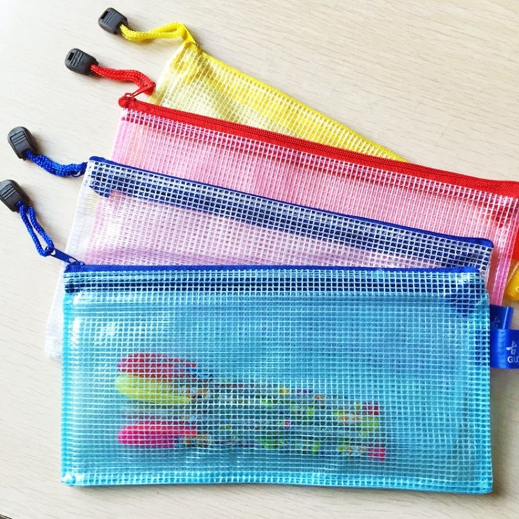 Buste per cancelleria in rete di plastica con cerniera da 12 pezzi, consegna a colori casuale (A5, dimensioni: 24x17,5 cm), A5, Size: 24x17.5cm