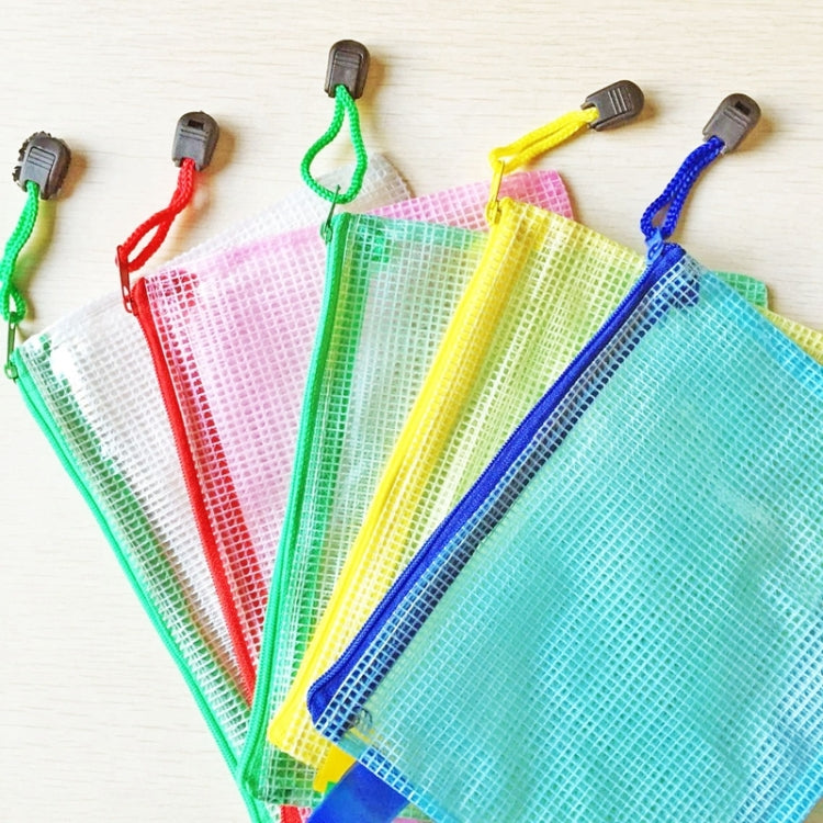 Buste per cancelleria in rete di plastica con cerniera da 12 pezzi, consegna a colori casuale (A5, dimensioni: 24x17,5 cm), A5, Size: 24x17.5cm