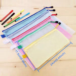 Buste per cancelleria in rete di plastica con cerniera da 12 pezzi, consegna a colori casuale (A5, dimensioni: 24x17,5 cm), A5, Size: 24x17.5cm
