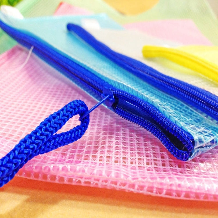 Buste per cancelleria in rete di plastica con cerniera da 12 pezzi, consegna a colori casuale (A5, dimensioni: 24x17,5 cm), A5, Size: 24x17.5cm