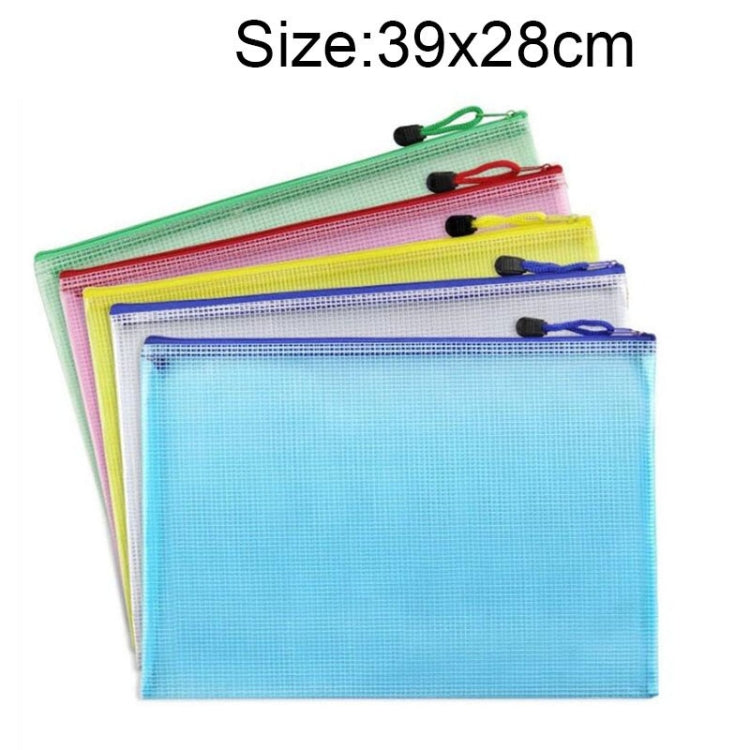 Borsa per cancelleria in rete di plastica con cerniera, consegna colore casuale (B4, dimensioni: 39x28 cm), B4, Size: 39x28cm