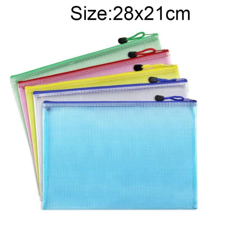 Borsa per cancelleria in rete di plastica con cerniera, consegna colore casuale (B5, dimensioni: 28x21 cm), B5, Size: 28x21cm