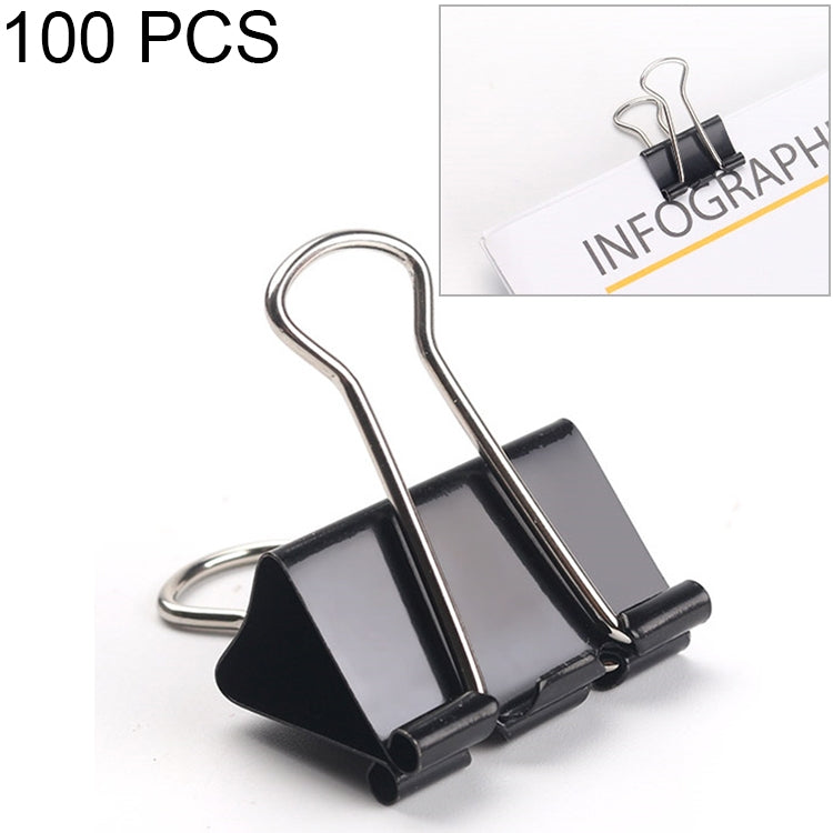 100 clip in metallo nero da 19 mm per note, clip per carta da lettera, rilegatura per ufficio, 100PCS / 19mm