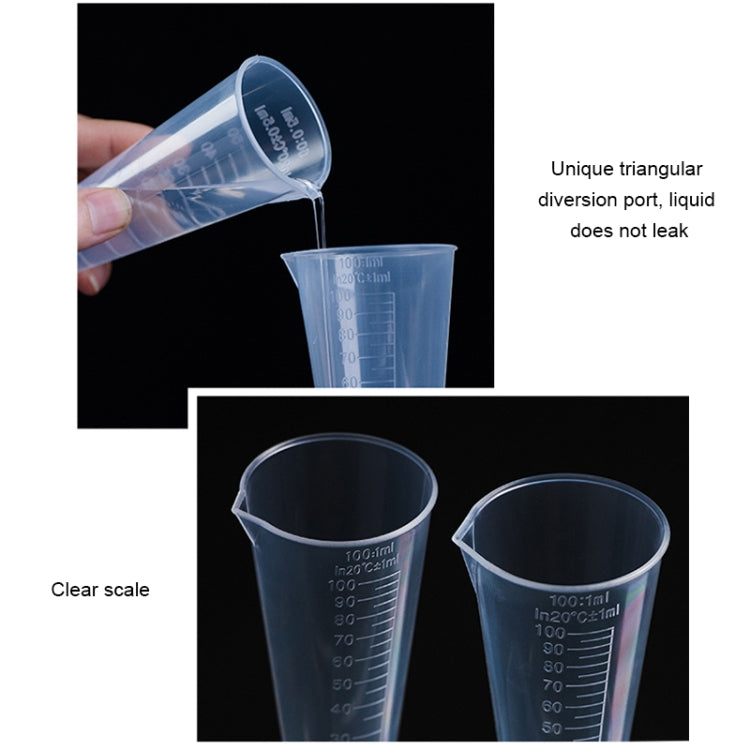 10 PZ 100 ml Boccetta di plastica PP per uso alimentare Cono digitale Misurino Cilindro Bilancia Misura strumenti di laboratorio di vetro da laboratorio, 100ml