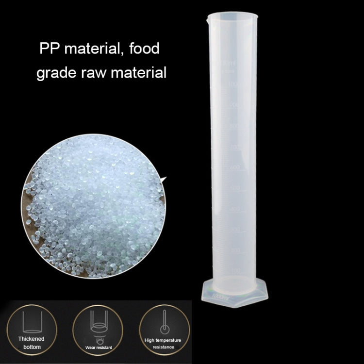 Cilindro graduato con beccuccio in plastica PP da 1000 ml con base esagonale, 1000ml