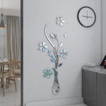Set di adesivi da parete fai da te con specchio creativo in stile vaso 3D da 2 pezzi, dimensioni: 40 * 60 cm