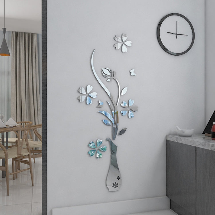 Set di adesivi da parete fai da te con specchio creativo in stile vaso 3D da 2 pezzi, dimensioni: 40 * 60 cm