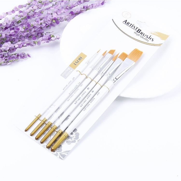 6 in 1 set di pennelli per pittura a olio per artisti, capelli in nylon, manico in legno, acrilico, acquerello, punta a punta, penna da disegno, Pointed Tip Drawing Pen