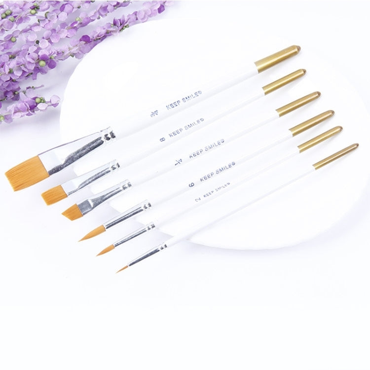 6 in 1 set di pennelli per pittura a olio per artisti, capelli in nylon, manico in legno, acrilico, acquerello, punta a punta, penna da disegno, Pointed Tip Drawing Pen