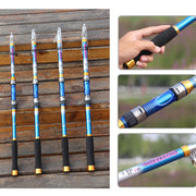Canna da pesca portatile da viaggio in carbonio da 2,1 m, consegna colore casuale, 2.1m