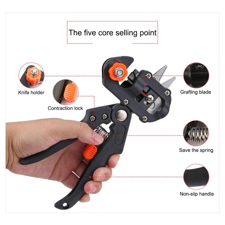 Set di strumenti per innesto professionale Forbici da potatura Macchina per innesto per piantine Dispositivo per innesto con tre lame, un coltello a croce, una chiave inglese, Black