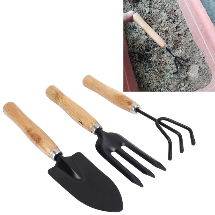 Rastrello Pala Cazzuola da scavo 3 in 1 Manico in legno Testa in metallo Mini Attrezzo per piante da giardino Attrezzo da giardinaggio Attrezzi per fiori da giardino Attrezzi da giardino Set combinato, Plant Tool 3