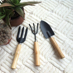Rastrello Pala Cazzuola da scavo 3 in 1 Manico in legno Testa in metallo Mini Attrezzo per piante da giardino Attrezzo da giardinaggio Attrezzi per fiori da giardino Attrezzi da giardino Set combinato, Plant Tool 3