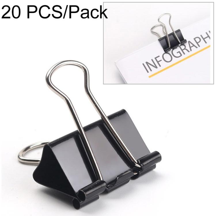 Clip metallo nero 51 mm per ufficio 20 pezzi