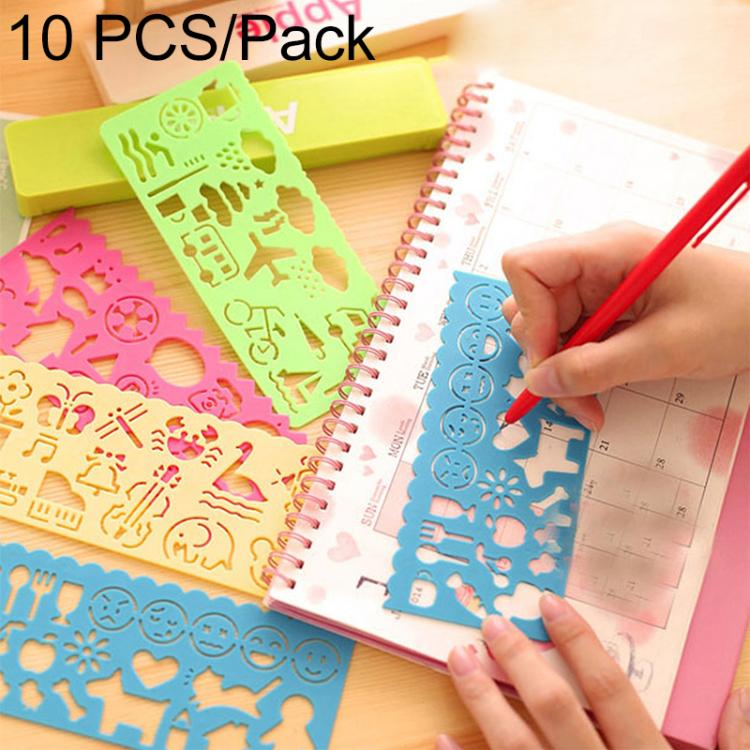 Set 10 righelli artistici in plastica per schizzi