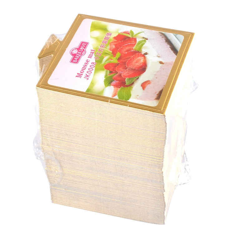 Tappetino per torta in cartone quadrato piccolo da 100 pezzi. Tappetino per mousse per torta dorato rigido e spesso, Small Square