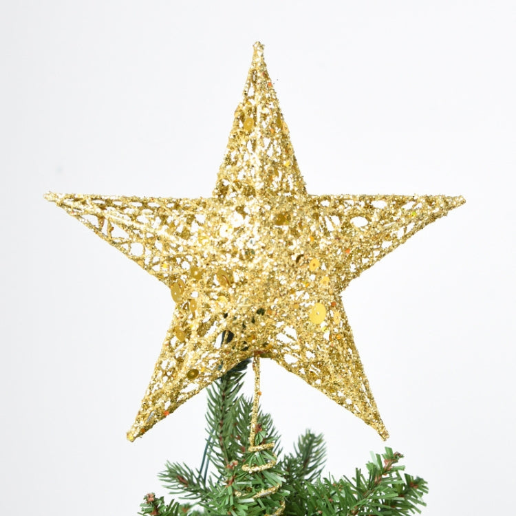 Ornamento decorativo per albero di Natale con stella in ferro glitterata, dimensioni: 20 cm x 15 cm, consegna a colori casuale, Size: 20cm x 15cm