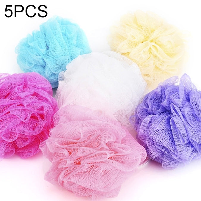 5 pezzi di sfera da bagno a forma di fiore vasche da bagno, sfera fredda, asciugamano da bagno, scrubber, per la pulizia del corpo, maglia, doccia, spugna per lavaggio, consegna colore casuale, Flower Bath Ball Wash Sponge