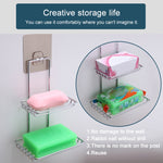 Mensola per bagno portasapone stile adesivo magico antitraccia in acciaio inossidabile a doppio strato creativo, Double Layer Bathroom Shelf