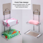 Mensola per bagno portasapone stile adesivo magico antitraccia in acciaio inossidabile a doppio strato creativo, Double Layer Bathroom Shelf