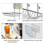 Portasapone creativo in acciaio inossidabile a doppio strato, adesivo magico antitraccia, portasapone da bagno, mensola per cintura, Double Layer Bathroom Shelf 1