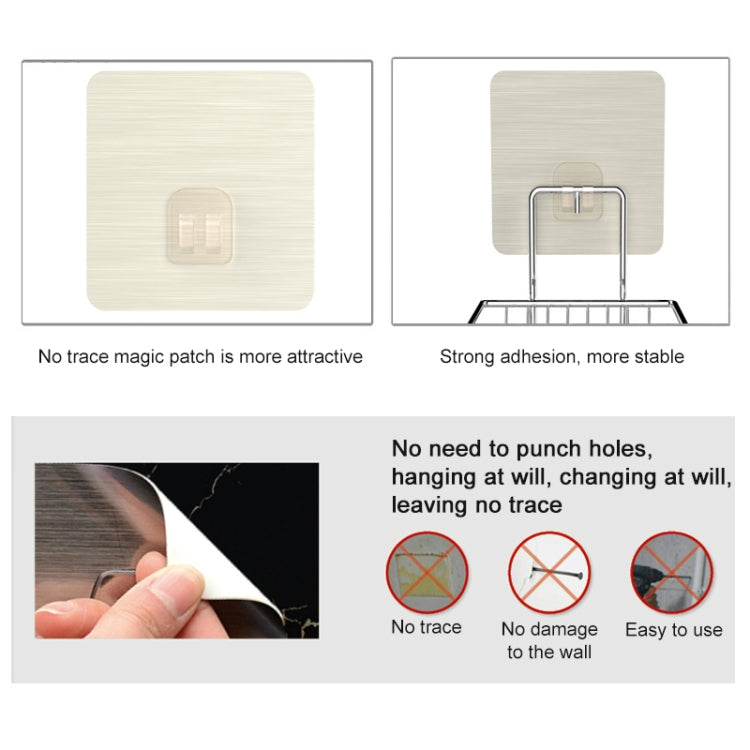Portasapone creativo in acciaio inossidabile a doppio strato, adesivo magico antitraccia, portasapone da bagno, mensola per cintura, Double Layer Bathroom Shelf 1