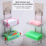 Portasapone creativo in acciaio inossidabile a doppio strato, adesivo magico antitraccia, portasapone da bagno, mensola per cintura, Double Layer Bathroom Shelf 1