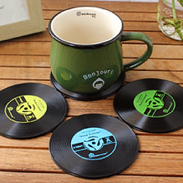 4 sottobicchieri per bevande retrò in vinile nero con dischi per CD, per la casa, tavolo, tazza, decorazione, caffè, tovaglietta per bevande, stoviglie rotanti, diametro: 10 cm, consegna colore casuale, 4 PCS Cup Mat