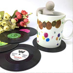 6 pezzi/set retrò sottobicchieri in vinile nero per dischi CD, sottobicchieri per casa, tavolo, tazza, decorazione, caffè, bevanda, tovaglietta, stoviglie, diametro: 10,7 cm, 6 PCS Cup Mat