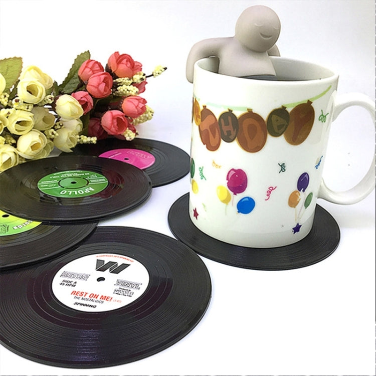 6 pezzi/set retrò sottobicchieri in vinile nero per dischi CD, sottobicchieri per casa, tavolo, tazza, decorazione, caffè, bevanda, tovaglietta, stoviglie, diametro: 10,7 cm, 6 PCS Cup Mat