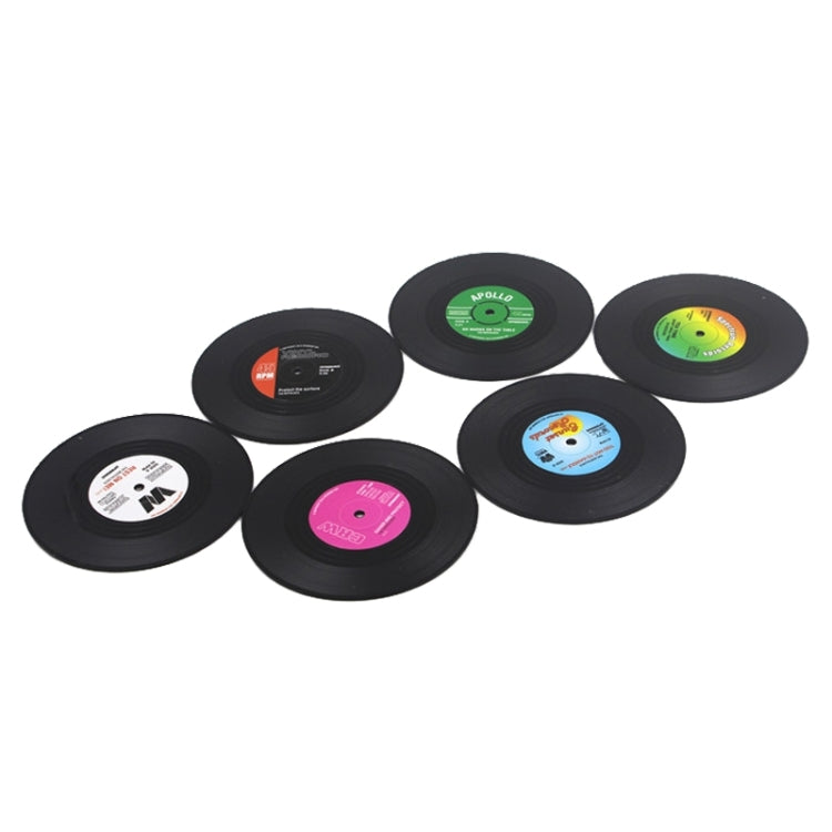 6 pezzi/set retrò sottobicchieri in vinile nero per dischi CD, sottobicchieri per casa, tavolo, tazza, decorazione, caffè, bevanda, tovaglietta, stoviglie, diametro: 10,7 cm, 6 PCS Cup Mat