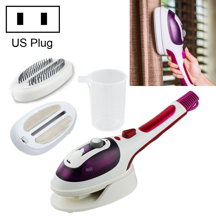 Vaporizzatore portatile multifunzione per uso domestico, da viaggio, portatile, a vapore, con fondo in ceramica, con spazzola per flanella, spazzola per capelli e misurino, spina americana, US Plug Blue, US Plug Purple