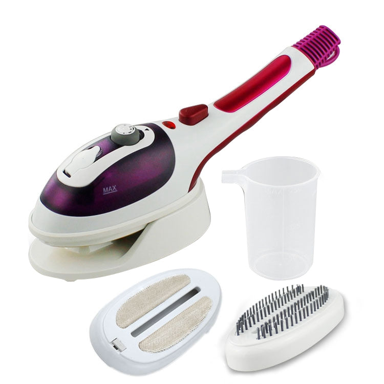 Vaporizzatore portatile multifunzione per uso domestico, da viaggio, portatile, a vapore, con fondo in ceramica, con spazzola per flanella, spazzola per capelli e misurino, spina americana, US Plug Blue, US Plug Purple
