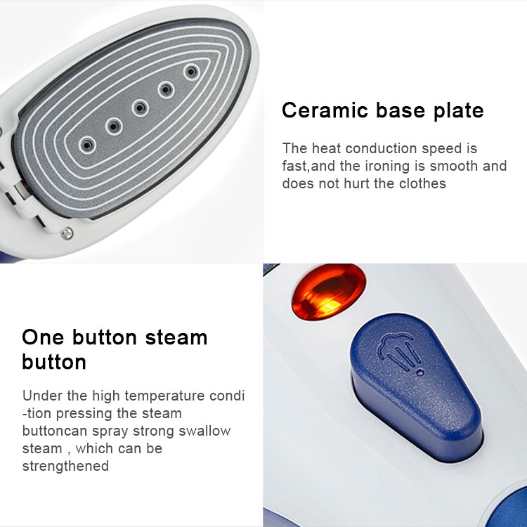 Vaporizzatore portatile multifunzione per uso domestico, da viaggio, portatile, a vapore, con fondo in ceramica, con spazzola per flanella, spazzola per capelli e misurino, spina americana, US Plug Blue, US Plug Purple