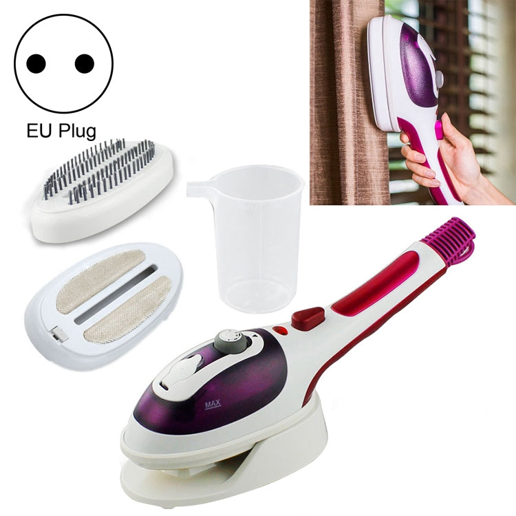 Vaporizzatore portatile multifunzione per uso domestico, da viaggio, portatile, a vapore, con fondo in ceramica, con spazzola per flanella, spazzola per capelli e misurino, spina europea, EU Plug Purple, EU Plug Blue