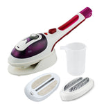 Vaporizzatore portatile multifunzione per uso domestico, da viaggio, portatile, a vapore, con fondo in ceramica, con spazzola per flanella, spazzola per capelli e misurino, spina europea, EU Plug Purple, EU Plug Blue