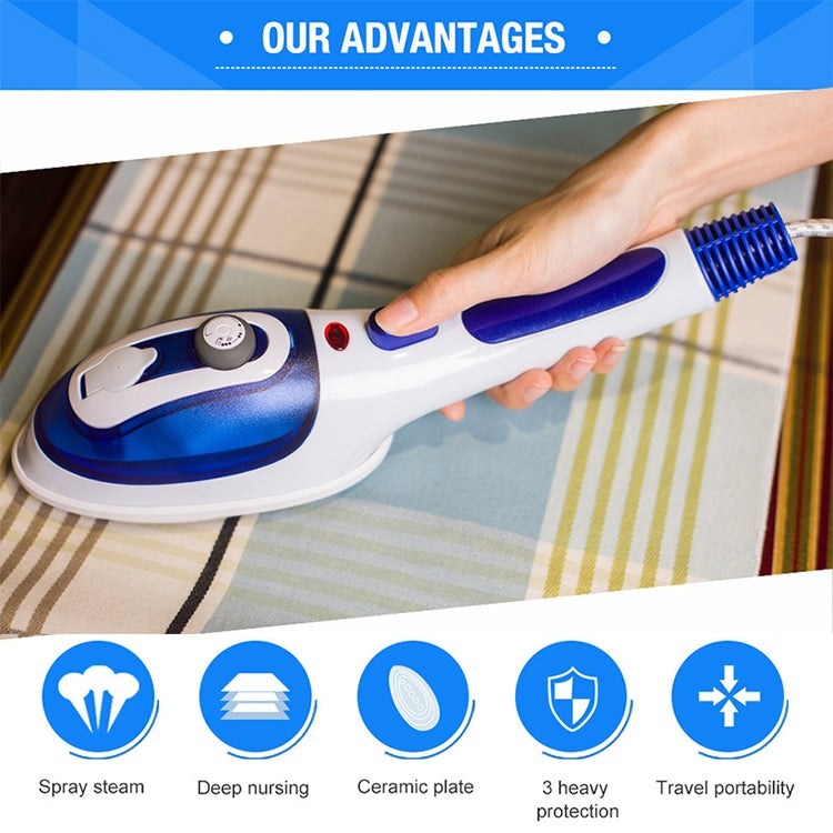 Vaporizzatore portatile multifunzione per uso domestico, da viaggio, portatile, a vapore, con fondo in ceramica, con spazzola per flanella, spazzola per capelli e misurino, spina europea, EU Plug Purple, EU Plug Blue