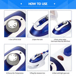 Vaporizzatore portatile multifunzione per uso domestico, da viaggio, portatile, a vapore, con fondo in ceramica, con spazzola per flanella, spazzola per capelli e misurino, spina europea, EU Plug Purple, EU Plug Blue