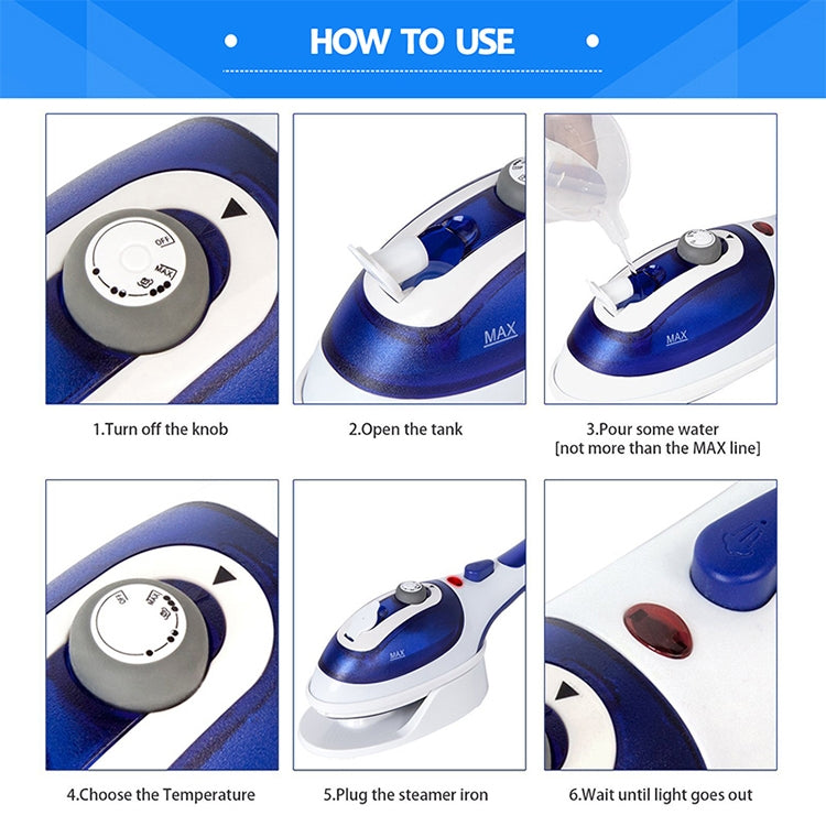 Vaporizzatore portatile multifunzione per uso domestico, da viaggio, portatile, a vapore, con fondo in ceramica, con spazzola per flanella, spazzola per capelli e misurino, spina europea, EU Plug Purple, EU Plug Blue