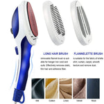 Vaporizzatore portatile multifunzione per uso domestico, da viaggio, portatile, a vapore, con fondo in ceramica, con spazzola per flanella, spazzola per capelli e misurino, spina europea, EU Plug Purple, EU Plug Blue