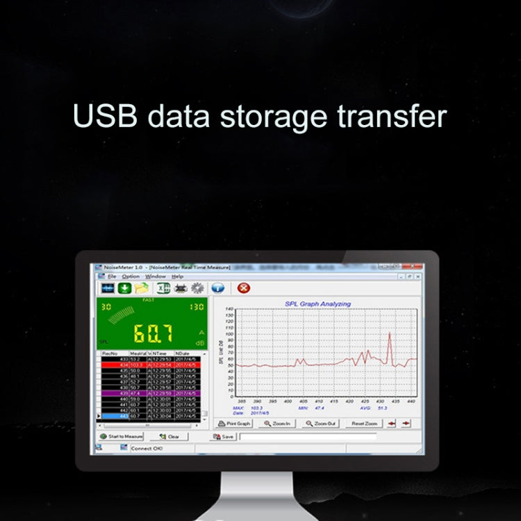 SNDWAY SW525B Tester di rumore fonometro DB a parete con trasferimento di archiviazione dati USB e comunicazione USB, SW525B