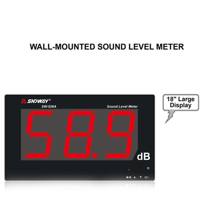 SNDWAY SW526A 18 inch Large Screen Display Wall Mounted Sound Level Meter DB Noise Tester, SW526A