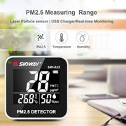 SNDWAY SW-825 Micro USB Charging Desktop Air Quality Real-time Purification Detector with HiD LED Screen, Support Alarm Prompt