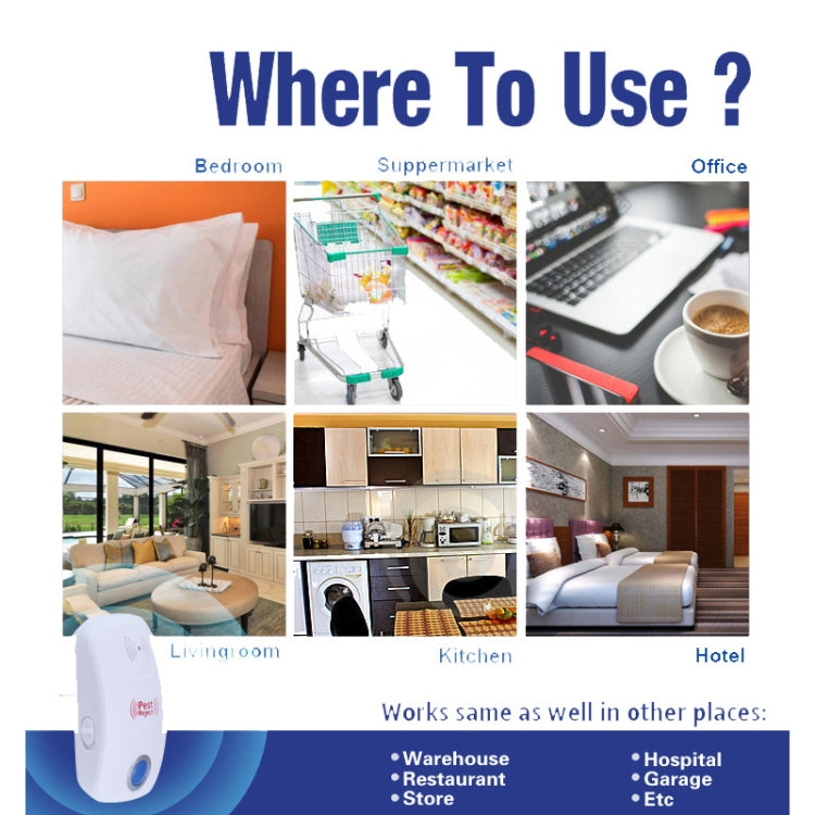 Repellente elettronico per il controllo dei parassiti delle zanzare dei ratti ad ultrasuoni con luce LED, spina americana, AC90V-250V, US Plug