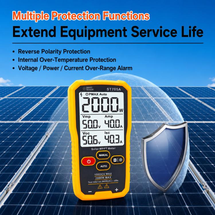 SMART SENSOR ST705 Tester per pannelli solari da 1000 W, misuratore MPPT fotovoltaico multimetro, ST705
