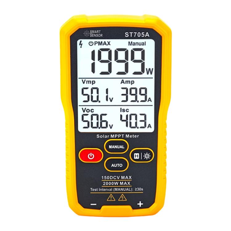 SMART SENSOR ST705A Tester per pannelli solari da 2000 W, misuratore MPPT fotovoltaico multimetro, ST705A